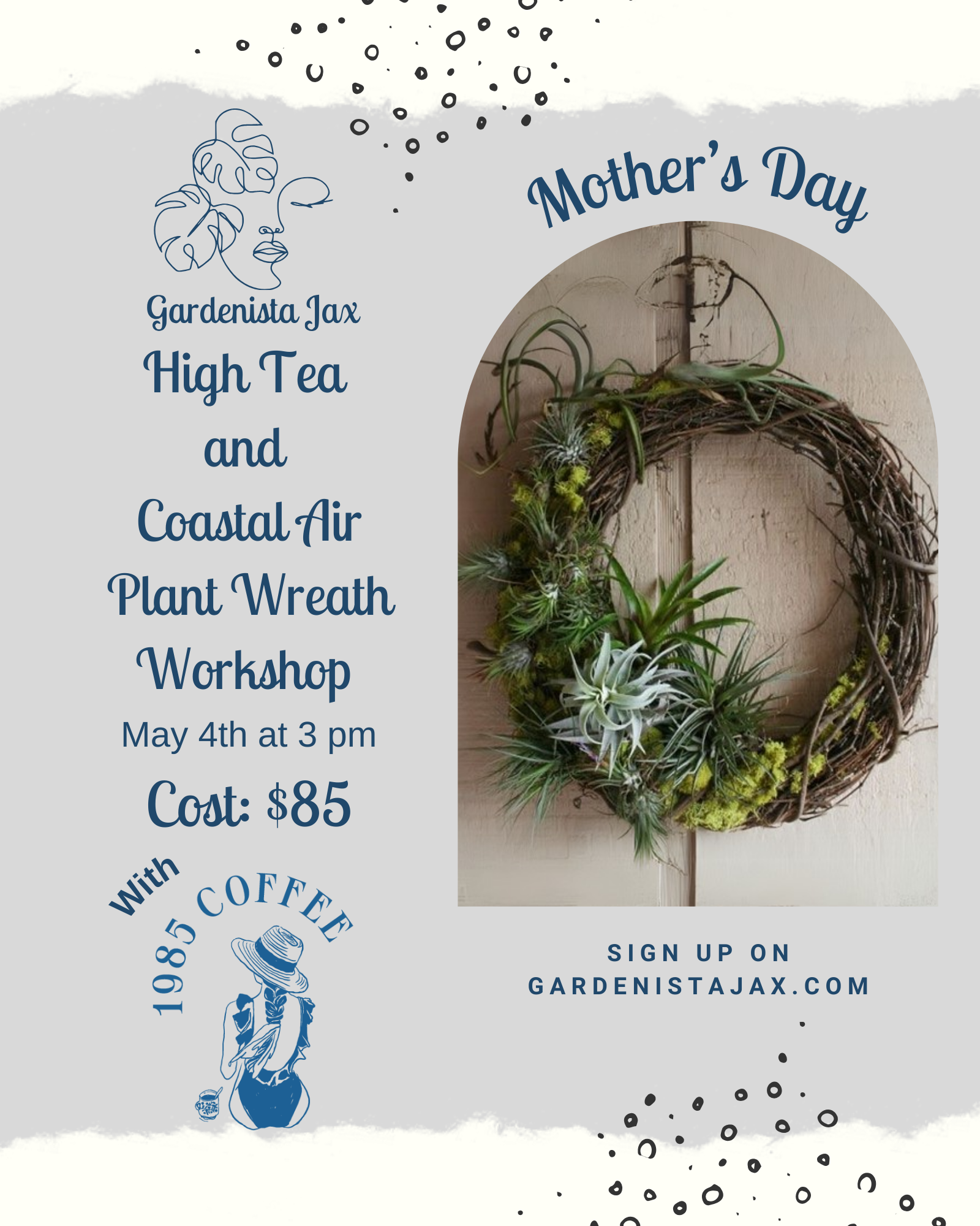 5/4 High Tea and Coastal Air Plant Wreath Workshop with 1985 Coffee