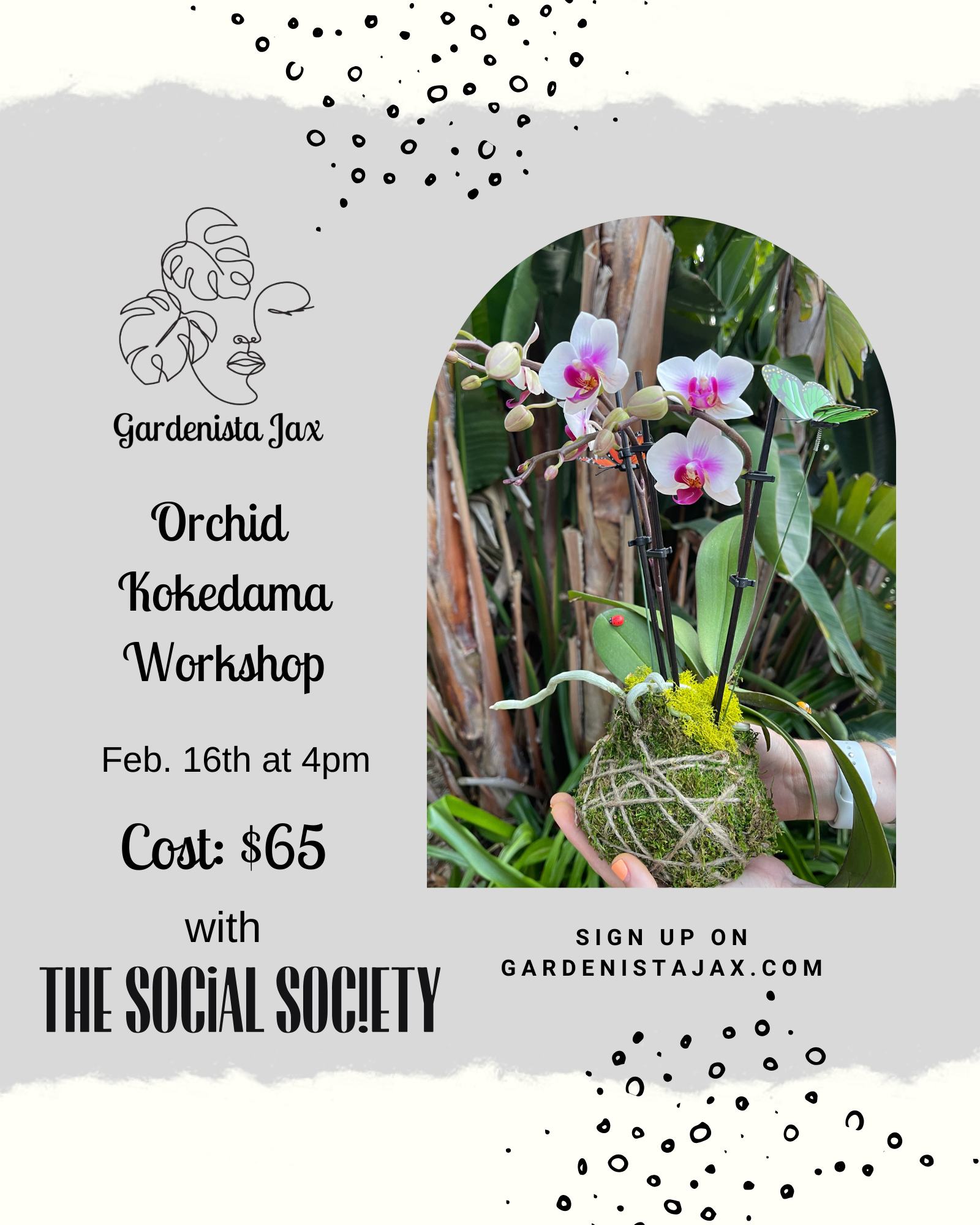 Orchid Kokedama Ball Workshop with Social Society